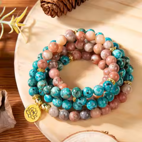 108 Beads Mala Bracelet-Apatite Mala Prayer Bead Bracelet-Meditation 108 Mala Prayer Stress Anxiety 