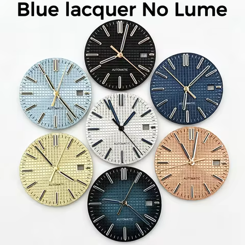 31.8mm Waffle Texture Watch Dial filled Blue No Logo For Seiko AP Royal Oak Eagle NH35 4R35 7S26 Aut
