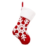 ถุงเท้าของขวัญสีแดงถุงเท้าคริสต์มาสหรูหราลายเกล็ดหิมะการตกแต่งคริสต์มาสที่สร้างสรรค์1ชิ้นถุงซานตา