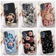 Motorola Moto G62 5G Case Silicone Cute Cat Fashion Butterfly Flowers Love Painted Shockproof Bumper