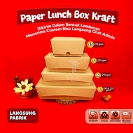 PAPER LUNCH BOX BAHAN KRAFT/LUNCH BOX PAPER COKLAT SIZE M , L , S , XS