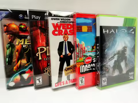 5 Box Protector For DVD's, Wii U, XBOX, PS2, NINTENDO GAMECUBE ETC Video Game Clear Cases