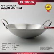 SUBRON Wajan Penggorengan Stainless Steel Tebal Wok Kuali Goreng 30cm 32cm 34cm