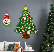 DIY Lighted Christmas Tree Set Plus Snowman Advent Calendar - Xmas Decorations Wall Hanging 33 Ornaments Kids Gift With String Light