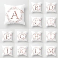 [Single Side] Short Plush Pillow Cover 45x45cm, 26 English Letter A-Z Crown Pattern Pillow Case