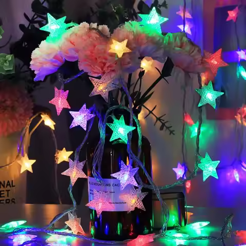 1.5m/3m LED Star String Lights Christmas Garland Battery USB Powered Wedding Party Curtain String Fa