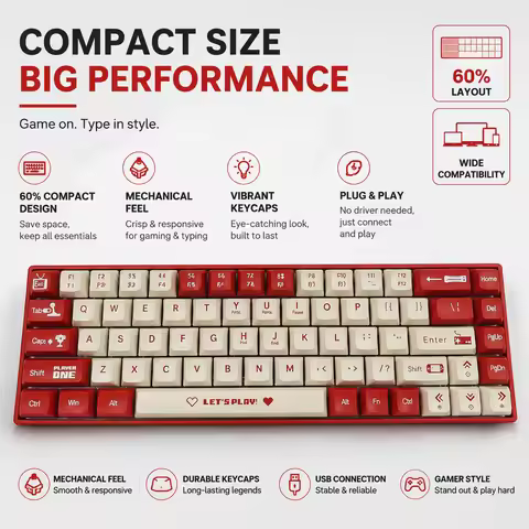 AK680 Wired Gaming Mechanical Keyboard 68 Hot Swappable Keys Ergonomic E-sports Office Keyboard for 