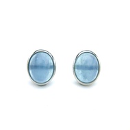 Real Natural Aquamarine Earrings 925 Sterling Silver Crystal Quartz Gemstone Oval 7*9 for Women Lady