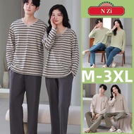 Baju Tidur Pyjamas Men Women Model Couple Pajamas Set Autumn Long sleeves Sleepwear woman man Plus S
