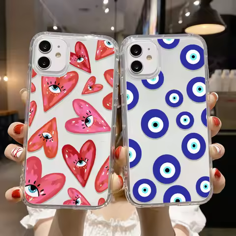 Evil Eye Case For iPhone 11 Case Love Heart Funda For iPhone 11 12 13 16 14 15 Pro Max XS X XR 16 15