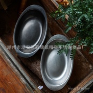 Plate Stainless Steel Fang Retro Old Outdoor Bowl Green Camping Making Bowls Dishes Salad Pasta Curr