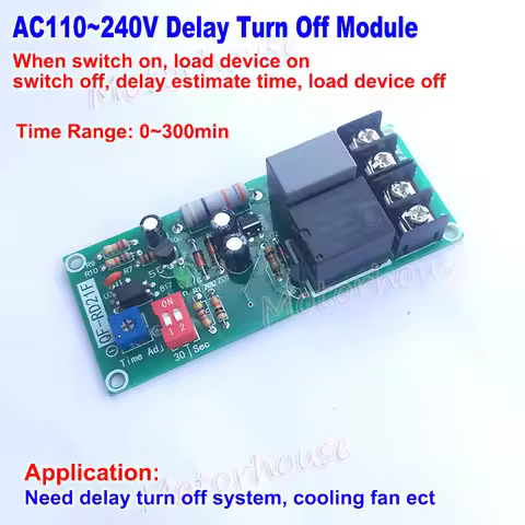 AC 110V 120V 220V 230V Delay Time Turn OFF Timer Control Relay Switch Module Adjustable 0-300min for
