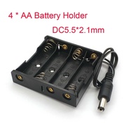4X AA battery holder with dc power plug 5.5x2.1mm 4x1.5v 6V 4AA Battery case 4 X AA slot diy storage