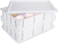 2 Pack Pizza Dough Proofing Box with lid, 2 Size Plastic Stackable BPA-Free Trays with Covers, Pizza
