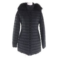 Excellent condition EMPORIO ARMANI 6Z2B76 2NAGZ faux fur hood with logo hardware, studded zip-up qui