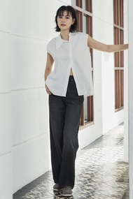 TBY Jeans กางเกงยีนส์ผู้หญิง ผ้าไม่ยืด ขากระบอกเอวสูง กระเป๋าหลังเดินลาย (T3213)