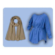 Setelan Wanita Kekinian One Set Hijab Pashmina Ceruty & blouse Kerut Linen & kulot Knit 055A Murah