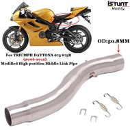 Motorcycle Exhaust System escape Modified 51MM High position Middle Link Pipe For TRIUMPH DAYTONA 675 675R 2006-2012