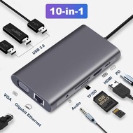 Free shipping!!!【10 In 1】Usb 3.0 4K Hdmi Vga RJ45 Converter Type C Adapter Usb Hub Docking Station C