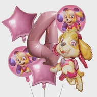 6pcs Paw Patrol Chase Skye Aluminum Film Balloon Childrens Birthday Party Decoration Sequin Number B