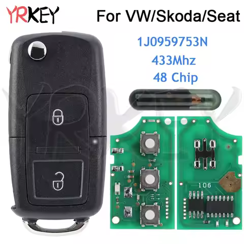 Car Flip Key Fob for VW VOLKSWAGEN golf MK4 Beetle SKODA Octavia tour SEAT Toledo 1J0959753N HU66 ID