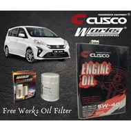 PERODUA ALZA 2009-2016 CUSCO JAPAN FULLY SYNTHETIC ENGINE OIL 5W40 SN/CF ACEA FREE WORKS ENGINEERING OIL FILTER