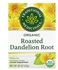 สินค้าเข้าใหม่ 🔹 Traditional Medicinals Organic Roasted Dandelion Root Caffeine Free 16 Wrapped Tea
