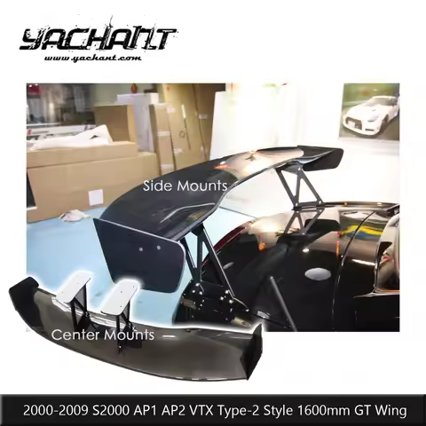 Carbon Fiber VTX Type-2 Style 1600mm GT Wing Fit For 2000-2009 S2000 AP1 AP2 Roadster Aerodynamic Ba