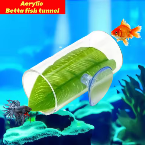 1pc Aquarium Betta Fish Acrylic Tube Small Tunnel/Hollow Design For Better Observation Of Betta Fish