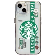 เคสป้องกันสำหรับ Samsung Galaxy A33 A53 A73 5G A32 A52 A72 A31 A51 A71 A13สตาร์บัค A23กาแฟขอบสี่เหลี่ยมฝาครอบรองรับการกระแทกเต็มตัวเคสป้องกัน