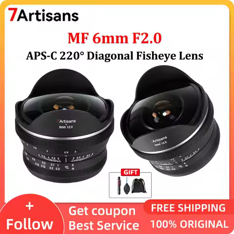 7Artisans MF 6mm F2 Large Aperture Fisheye Lens ABS-C 220° Ultra-Wide Rield of View Lens for Sony E 