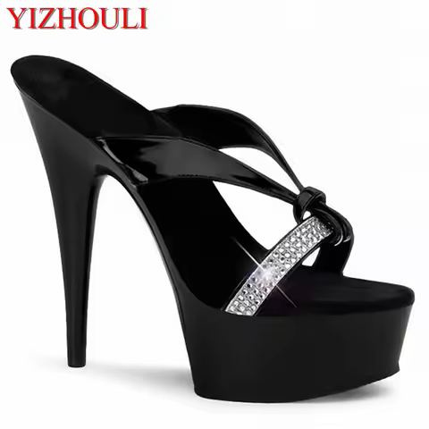 Pole dancing 15cm high heels platform shoes wear celebrity style quality rhinestones and stylish ove