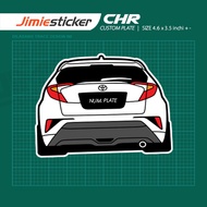 Sticker Kereta CHR, Sticker Belakang Toyota CHR 2018/2019, Custom Warna dan Nombor Plate.
