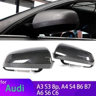 Carbon ABS Mirror Cover Side Mirror Cap Cover Shell Replacement For Audi A3 S3 8P 05-08, A4 S4 B6 B7
