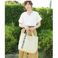 日本 passage mignon 米白色帆布 Bouquet 手提 斜咩袋