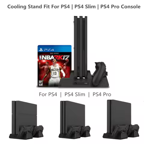 Multifunctional Cooling Stand for PS4 Slim Pro Edition Charging Dock Dual Controller Cooling Fan Gam