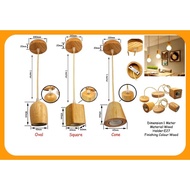 Real Wood Single Pandent Lamp With E27 Holder