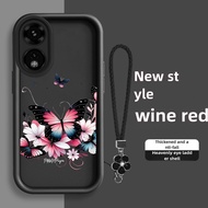 Case for OPPO A17 A17K A38 A18 A97 5G A60 phone casing New Pink Black Butterfly Ladder Soft Shell