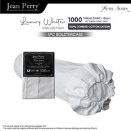 Jean Perry Hotel Series Luxury White Bolster Case (1pc) - 100% Combed Cotton Sateen - 1000TC