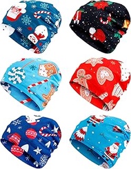 6 Pcs Christmas Snowman Beanie Christmas Skull Cap Knitted Closed Chemo Hats for Men Women Patients Unisex Baggy Scarf Cap for Adult Gift Accessories, 6 Styles, Classic Colors, One Size