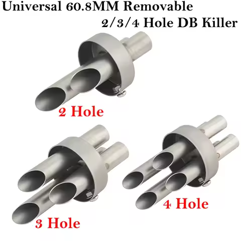 60.8MM Universal 2/3/4 Hole Motorcycle Exhaust Muffler Pipe DB Killer Removable Reduce Noise Sound M