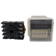 Bộ đếm số DH48J-8 đếm số lượng counter 8 chân tròn hiển thị led kèm chân đế PF083A