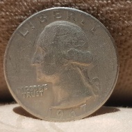 koin logam US Dollar/koin logam quarter dollar 1967/liberty/langka