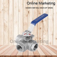 SUS304 3 Way Ball Valve Stailess steel (3 Way Ball Valve) DN 20 3/4"