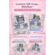 Custom QR Code Sticker | Waterproof Vinyl Sticker | Silver / Holographic Business QR Label | Custom 