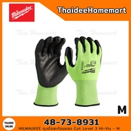 MILWAUKEE Reflective Gloves Cut Level 3 Hi-Vis-8 Inches/ M 48-73-8931