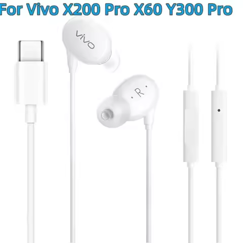Vivo X200 pro XE710 USB Type C Earphone Wired Control Hi-Fi Headset With Mic For VIVO Y300 Y200 S18