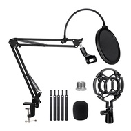 Microphone Stand,Adjustable Suspension Boom Scissor Stand with Mic Filter Microphone Shock Mount for Voice Recording