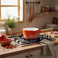 英國MIni Modern北歐鄉村小屋圖騰復古琺瑯山毛櫸牛奶鍋/片手鍋