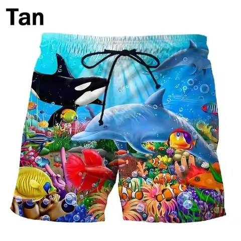 Dolphin 3D Print Short Pants Men's Street Fashion Hip-hop Funny Beach Shorts Ropa Hombre Mens Swim T